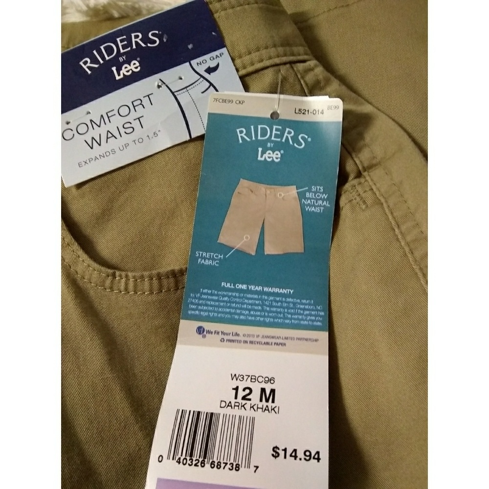 New with tags Riders by Lee size 12M khaki shorts